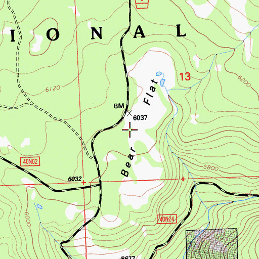 Topographic Map of Bear Flat, CA