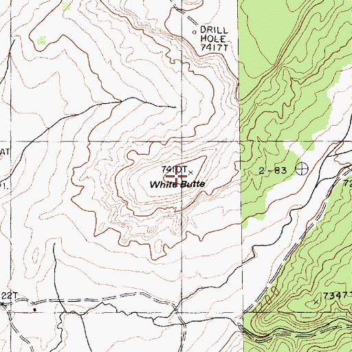 Topographic Map of White Butte, AZ