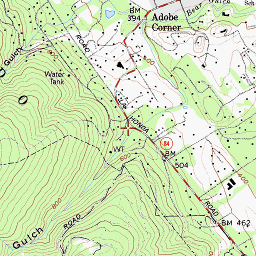 Topographic Map of Bear Gulch, CA