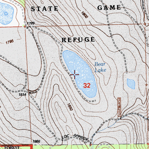 Topographic Map of Bear Lake, CA