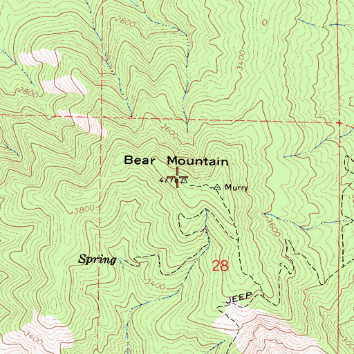 Topographic Map of Bear Mountain, CA