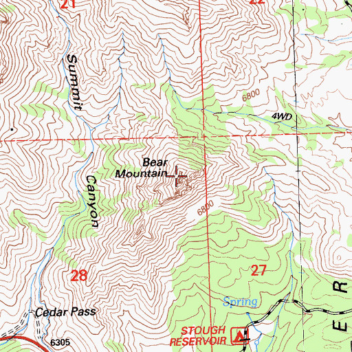 Topographic Map of Bear Mountain, CA