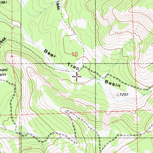 Topographic Map of Bear Trap Basin, CA