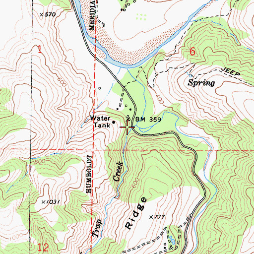 Topographic Map of Bear Trap Creek, CA
