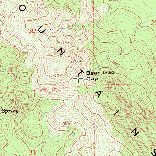 Topographic Map of Bear Trap Gap, CA