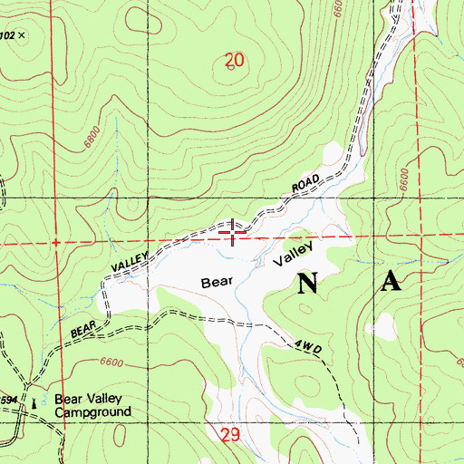 Topographic Map of Bear Valley, CA