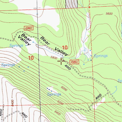 Topographic Map of Bear Valley, CA