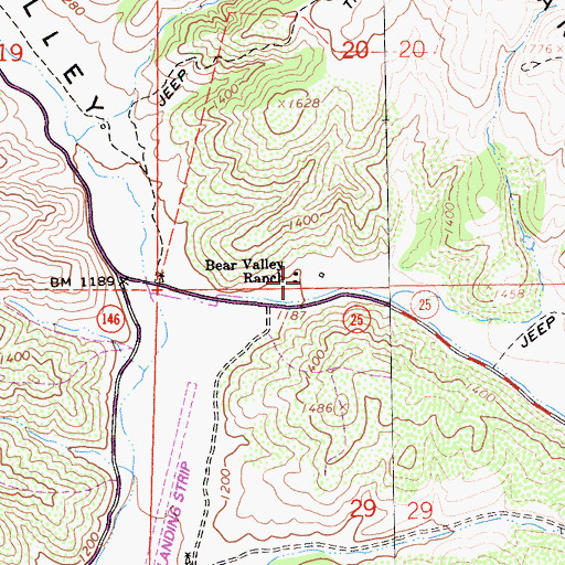 Topographic Map of Bear Valley Ranch, CA