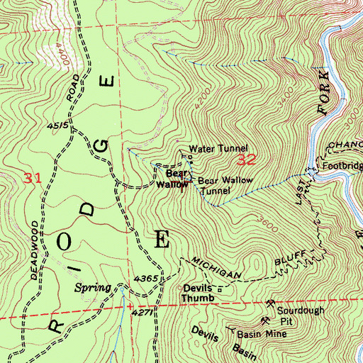 Topographic Map of Bear Wallow, CA