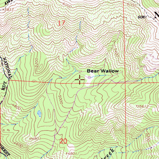 Topographic Map of Bear Wallow, CA