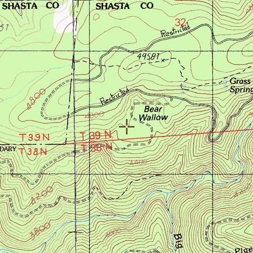 Topographic Map of Bear Wallow, CA