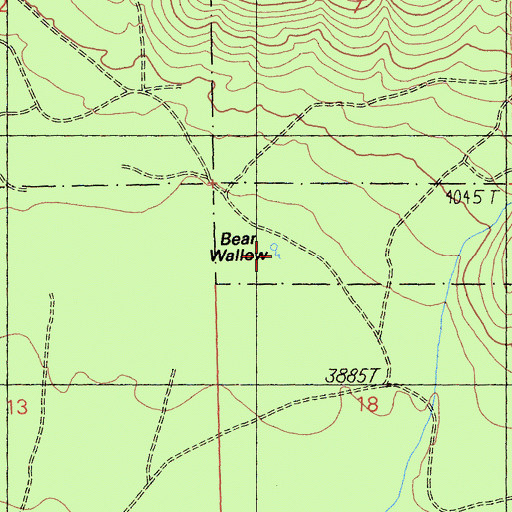 Topographic Map of Bear Wallow, CA
