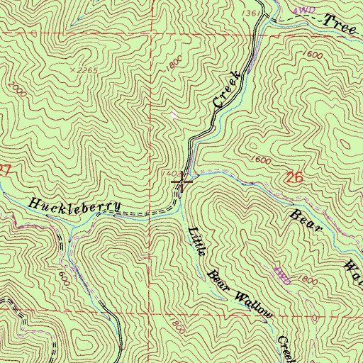 Topographic Map of Bear Wallow Creek, CA