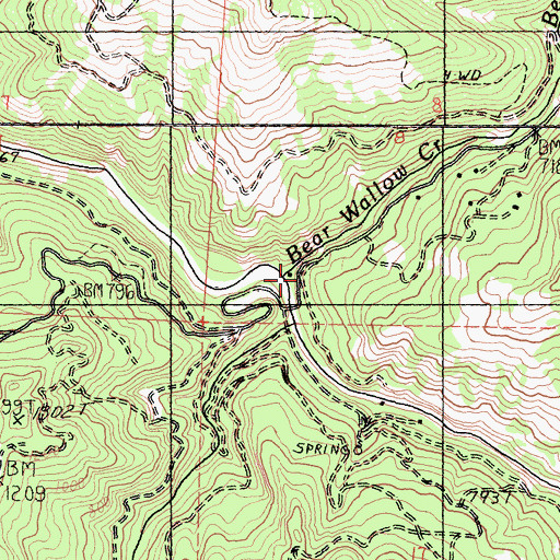 Topographic Map of Bear Wallow Creek, CA