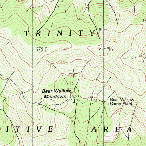 Topographic Map of Bear Wallow Meadows, CA