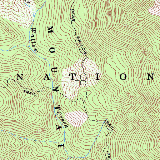 Topographic Map of Bear Wallow Trail, CA