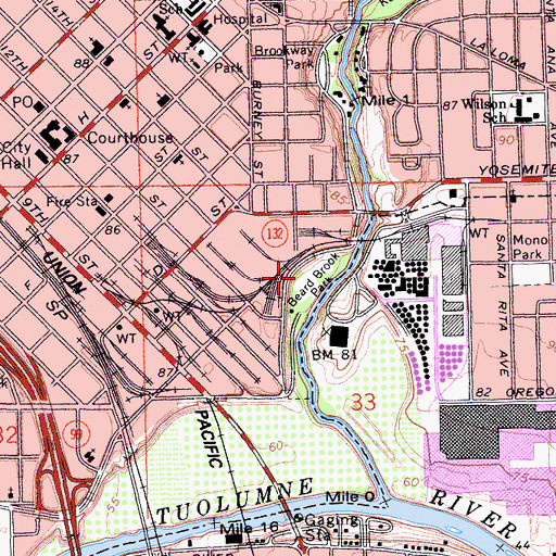 Topographic Map of Beard Brook Park, CA