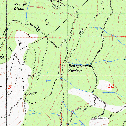 Topographic Map of Bearground Spring, CA
