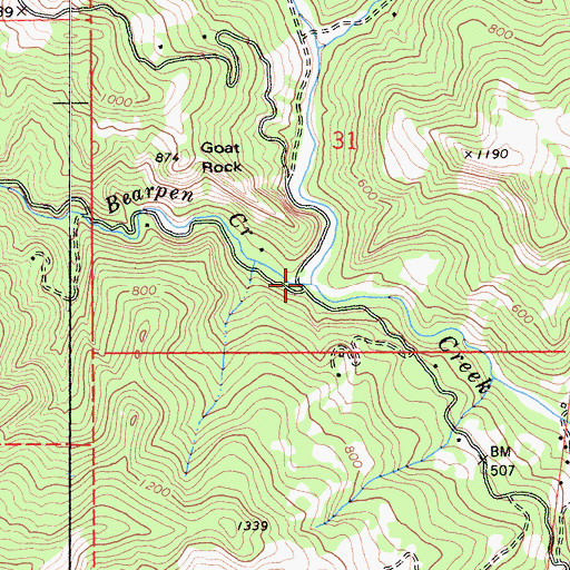 Topographic Map of Bearpen Creek, CA