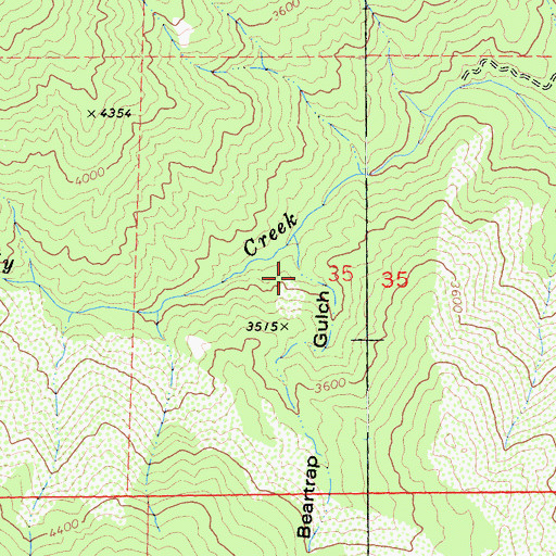 Topographic Map of Beartrap Gulch, CA