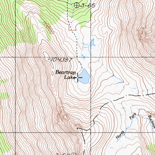 Topographic Map of Beartrap Lake, CA