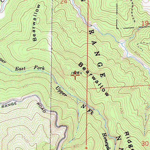 Topographic Map of Bearwallow Ridge, CA