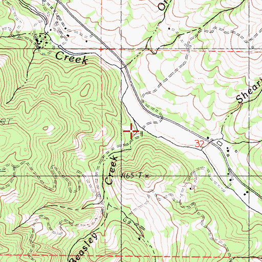 Topographic Map of Beasley Creek, CA