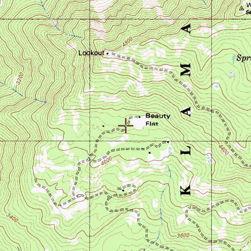 Topographic Map of Beauty Flat, CA