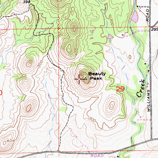 Topographic Map of Beauty Peak, CA