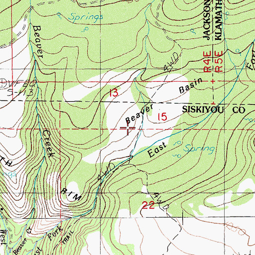 Topographic Map of Beaver Basin, CA