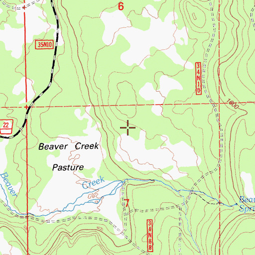 Topographic Map of Beaver Creek Pasture, CA