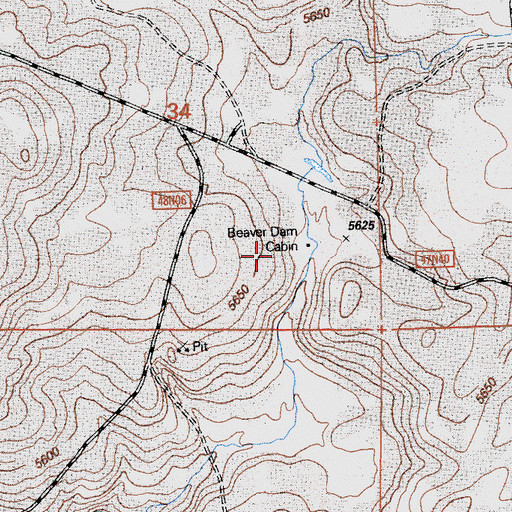 Topographic Map of Beaver Dam Cabin, CA