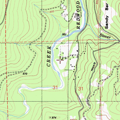 Topographic Map of Beaver School, CA