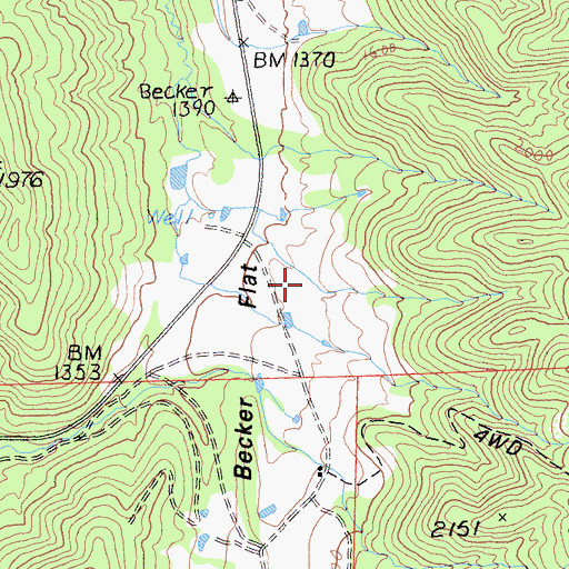 Topographic Map of Becker Flat, CA