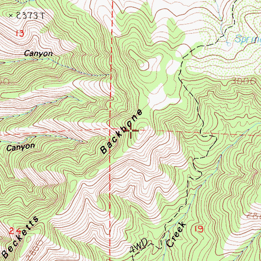 Topographic Map of Becketts Backbone, CA