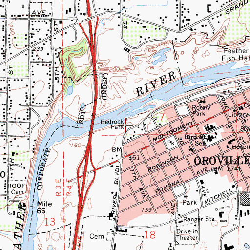 Topographic Map of Bedrock Park, CA