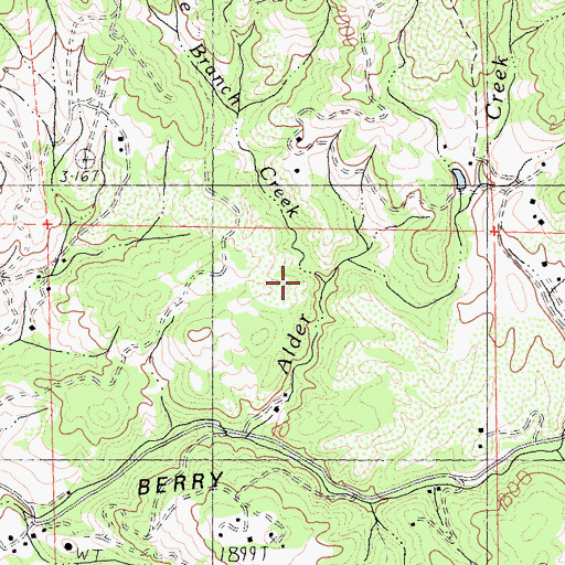 Topographic Map of Bee Branch Creek, CA