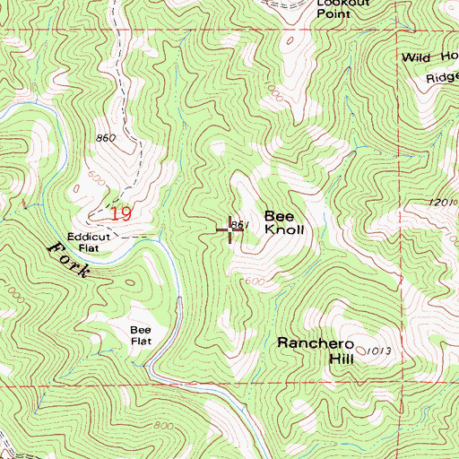 Topographic Map of Bee Knoll, CA