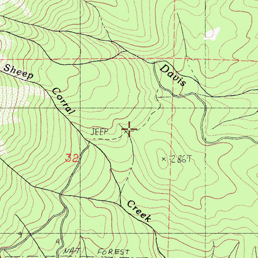 Topographic Map of Bee Tree Gap, CA