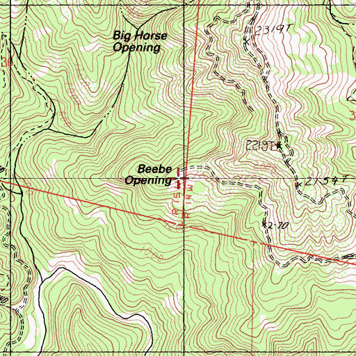 Topographic Map of Beebe Opening, CA