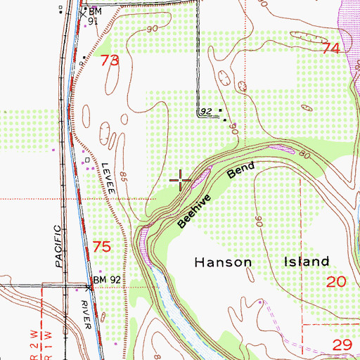 Topographic Map of Beehive Bend, CA