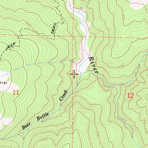 Topographic Map of Beer Bottle Creek, CA