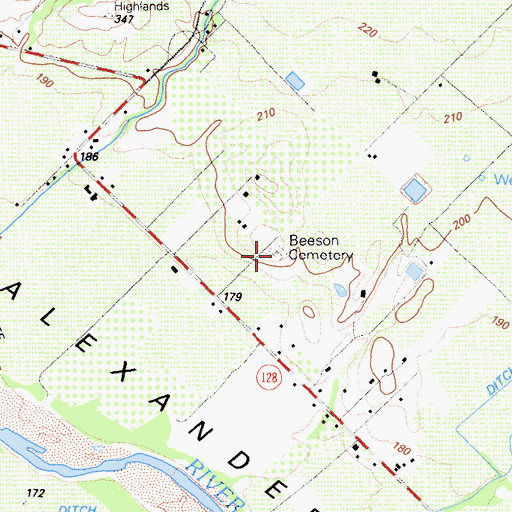 Topographic Map of Beeson Cemetery, CA
