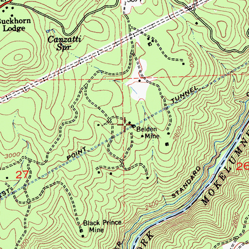 Topographic Map of Belden Mine, CA