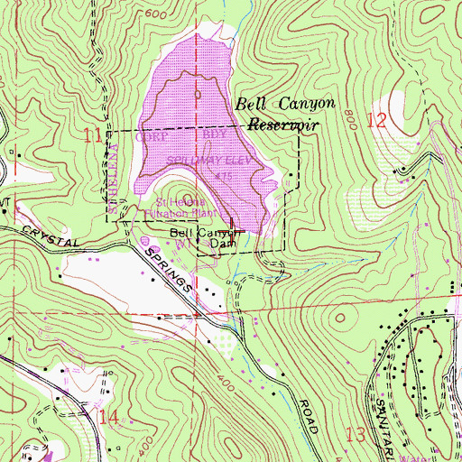Topographic Map of Bell Canyon Dam, CA