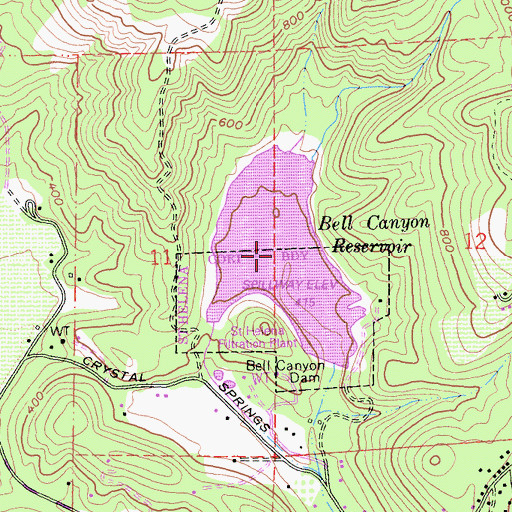 Topographic Map of Bell Canyon Reservoir, CA