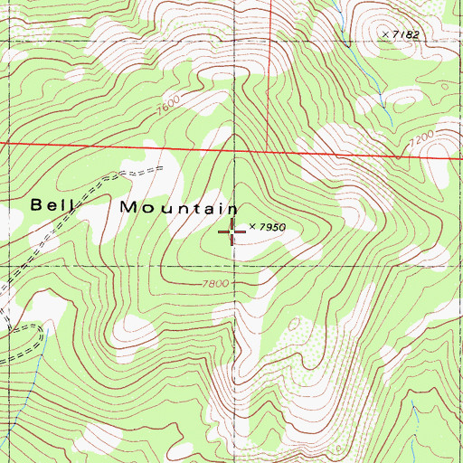 Topographic Map of Bell Mountain, CA