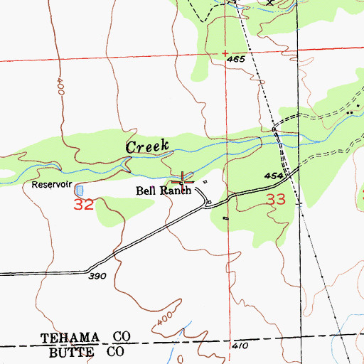 Topographic Map of Bell Ranch, CA