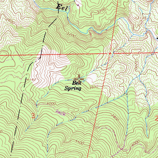 Topographic Map of Bell Spring, CA