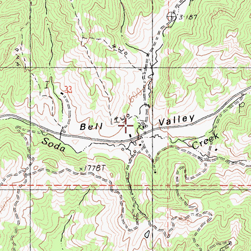 Topographic Map of Bell Valley, CA